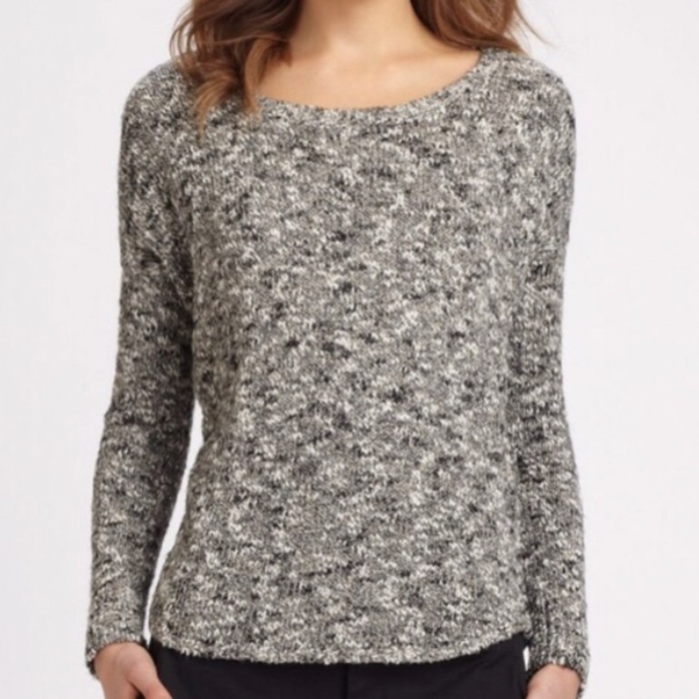 Vince Gray Speckled Linen Cotton Blend Pullover Sweater Size XS